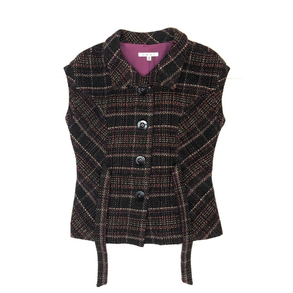 CAbi Tweed Cinch It Up Vest Style #691 Retro